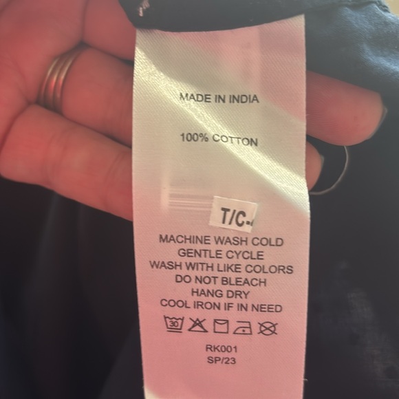 Quince Navy Swiss Dot Detailing Midi Size Large - Picture 7 of 7